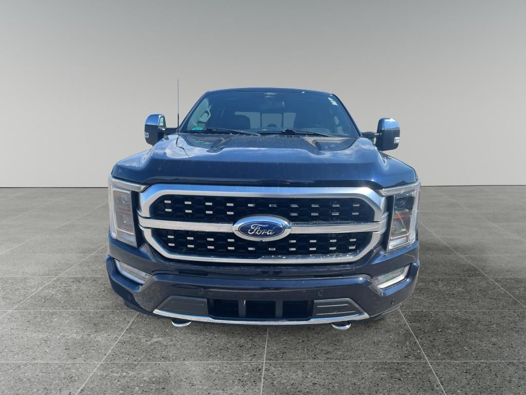 2022 Ford F-150 Platinum in Blue — front three-quarter view