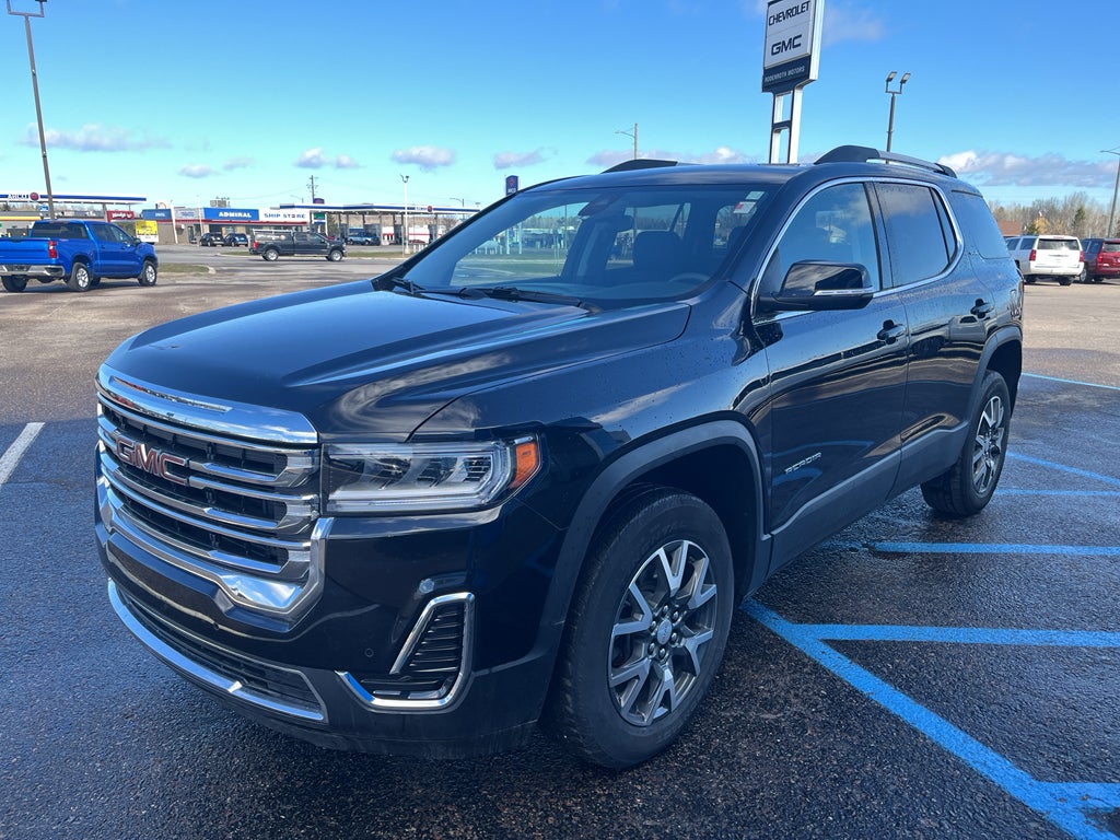 2023 GMC Acadia SLE in Ebony Twilight Metallic — front three-quarter view