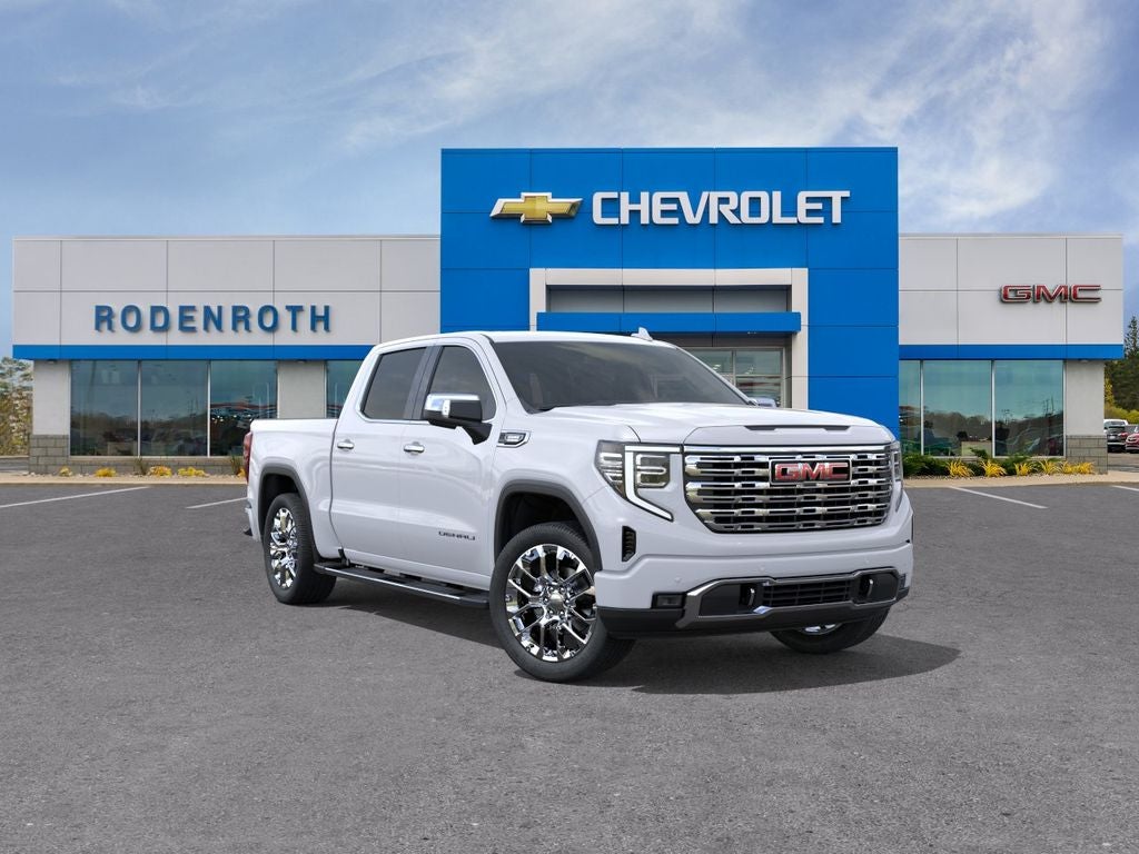 2026 GMC Sierra 1500 Denali in Glacier White Tricoat — front three-quarter view