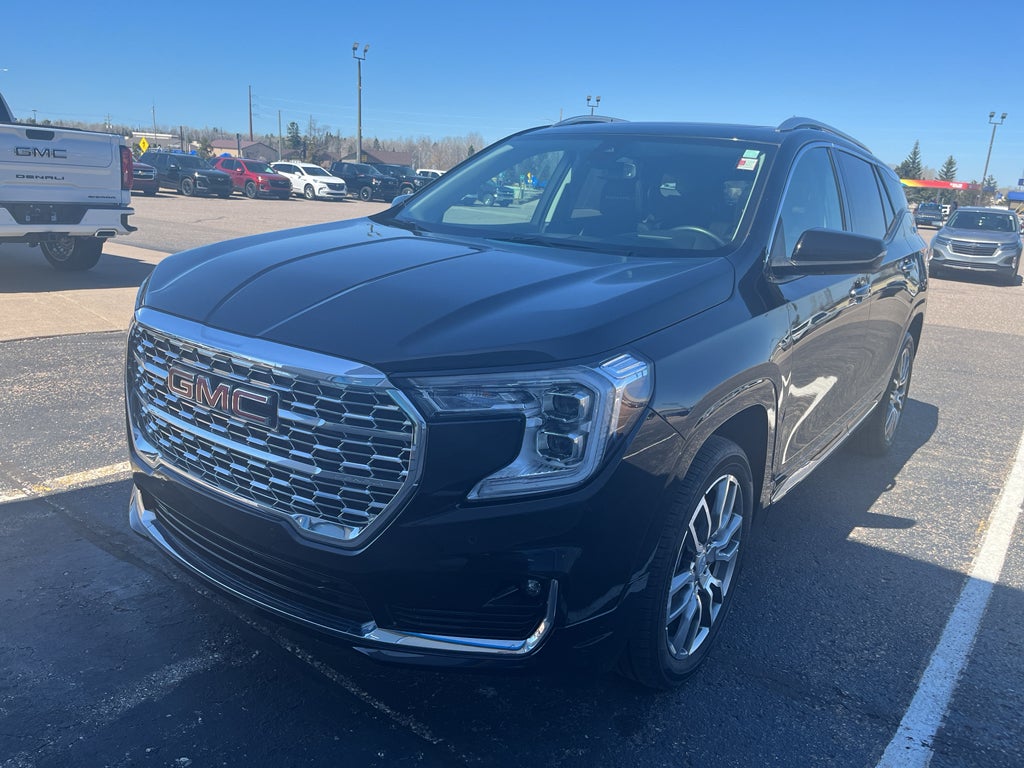 2023 GMC Terrain Denali in Ebony Twilight Metallic — front three-quarter view