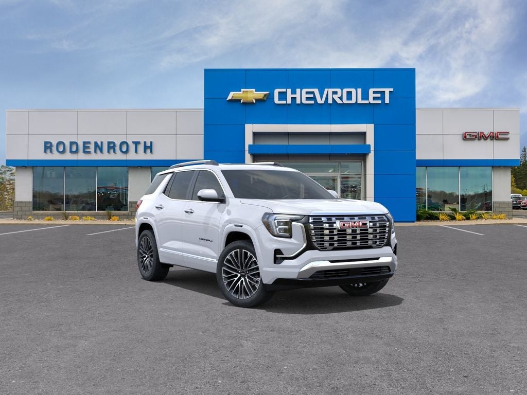 2027 GMC Terrain AWD Denali in Glacier White Tricoat — front three-quarter view